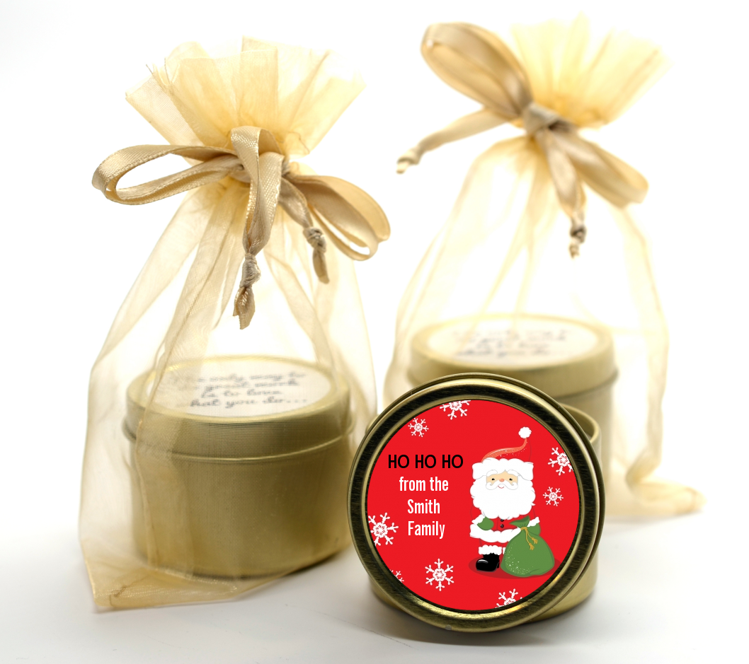 Santa Claus - Christmas Gold Tin Candle Favors