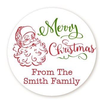 Santa Claus Outline - Round Personalized Christmas Sticker Labels