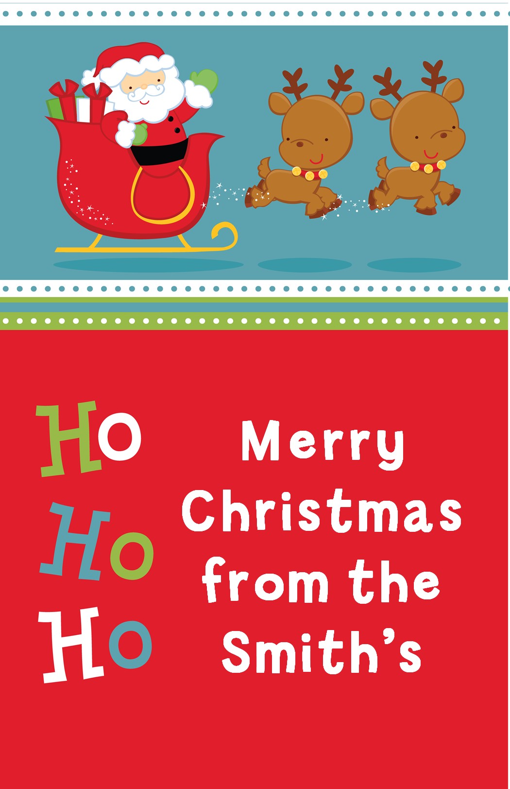 Santa And His Reindeer - Personalized Christmas Wall Art