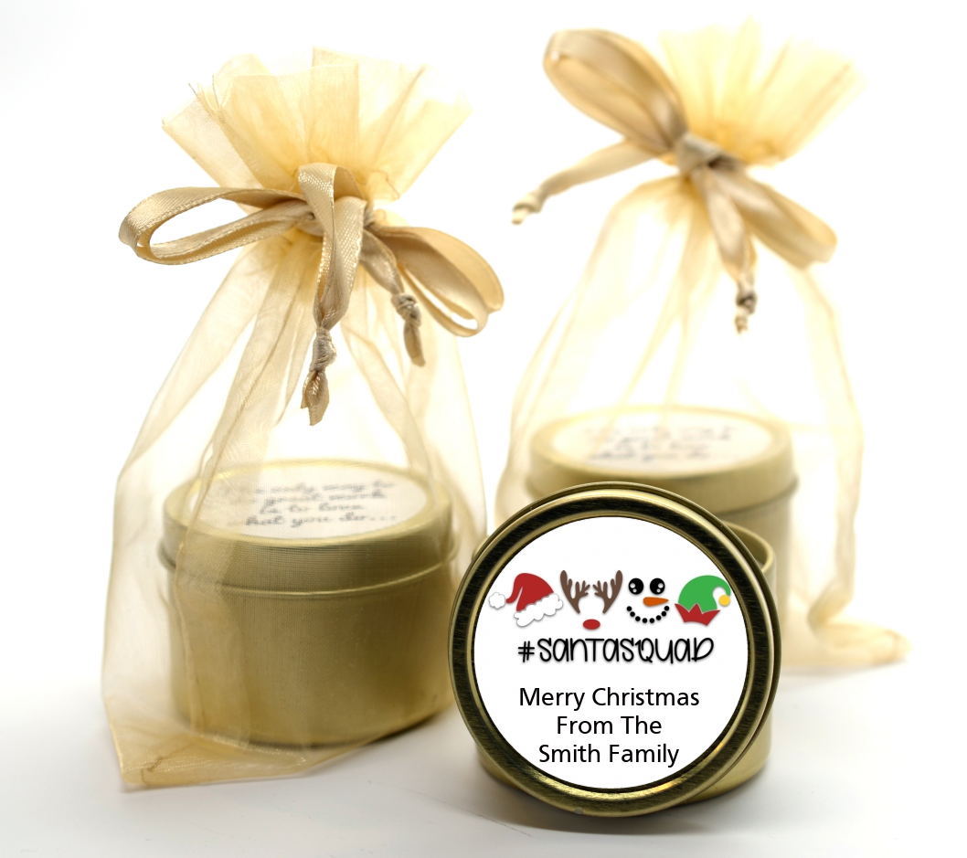Santa Squad - Christmas Gold Tin Candle Favors