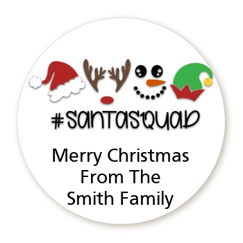 Santa Squad - Round Personalized Christmas Sticker Labels