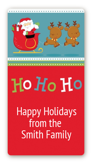 Santa And His Reindeer - Custom Rectangle Christmas Sticker/Labels