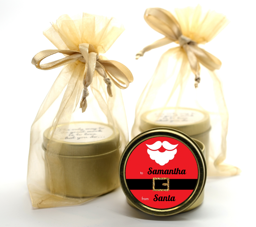 Santa's Belt - Christmas Gold Tin Candle Favors