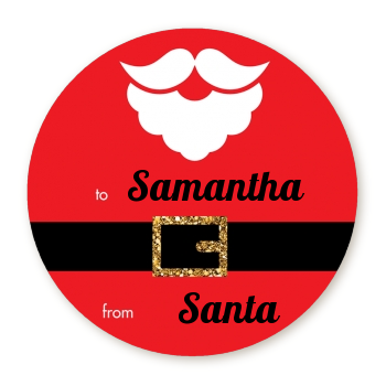 Santa's Belt - Round Personalized Christmas Sticker Labels
