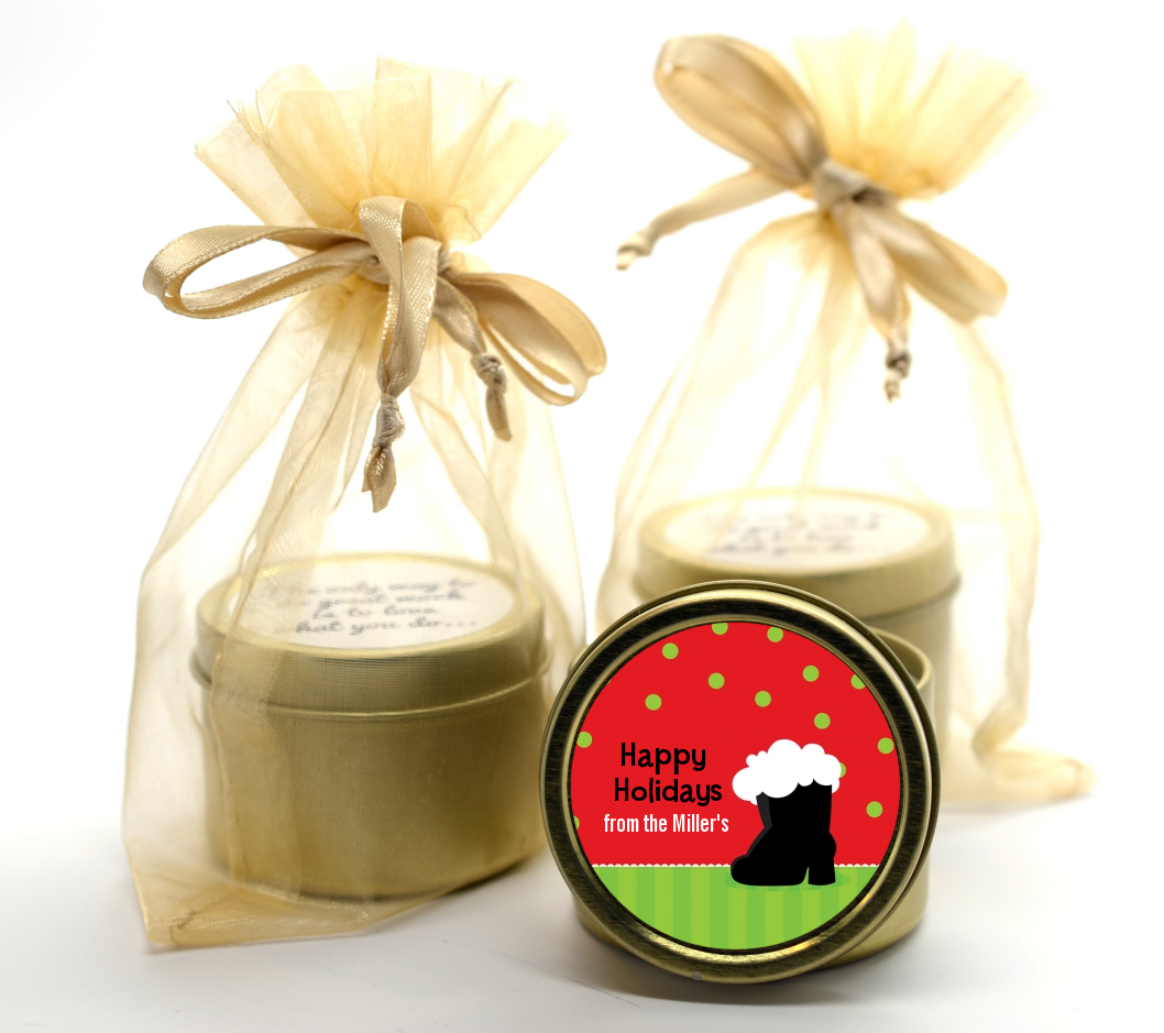 Santa's Boot - Christmas Gold Tin Candle Favors