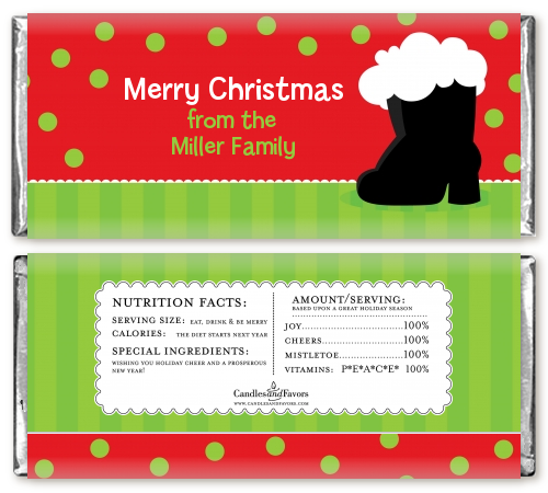 Santa's Boot - Personalized Christmas Candy Bar Wrappers