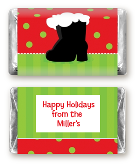 Santa's Boot - Personalized Christmas Mini Candy Bar Wrappers