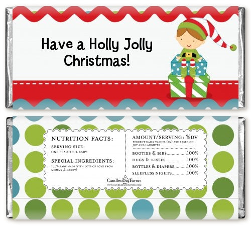 Santa's Little Elf - Personalized Christmas Candy Bar Wrappers