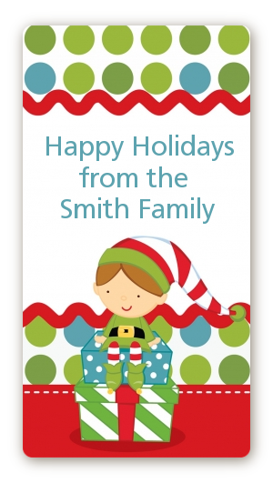 Santa's Little Elf - Custom Rectangle Christmas Sticker/Labels