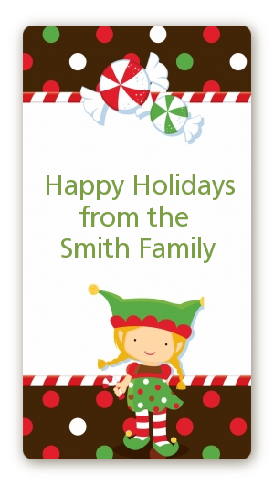 Santa's Little Elfie - Custom Rectangle Christmas Sticker/Labels