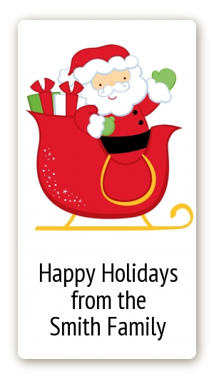 Santa's Sleigh - Custom Rectangle Christmas Sticker/Labels