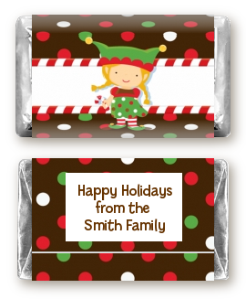 Santa's Little Elfie - Personalized Christmas Mini Candy Bar Wrappers