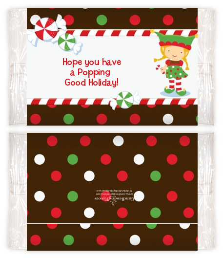 Santa's Little Elfie - Personalized Popcorn Wrapper Christmas Favors