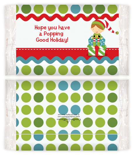 Santa's Little Elf - Personalized Popcorn Wrapper Christmas Favors