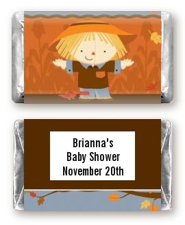 Scarecrow Fall Theme - Personalized Baby Shower Mini Candy Bar Wrappers