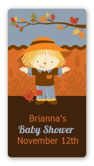 Scarecrow Fall Theme - Custom Rectangle Baby Shower Sticker/Labels
