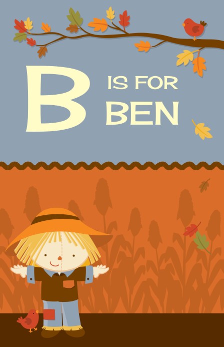 Scarecrow Fall Theme - Personalized Baby Shower Nursery Wall Art