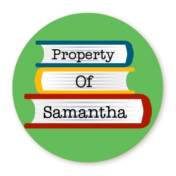 School Books - Round Personalized School Sticker Labels