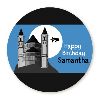 School of Wizardry - Round Personalized Birthday Party Sticker Labels