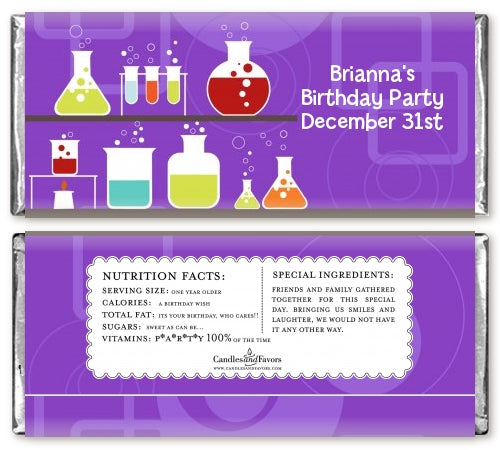 Science Lab - Personalized Birthday Party Candy Bar Wrappers