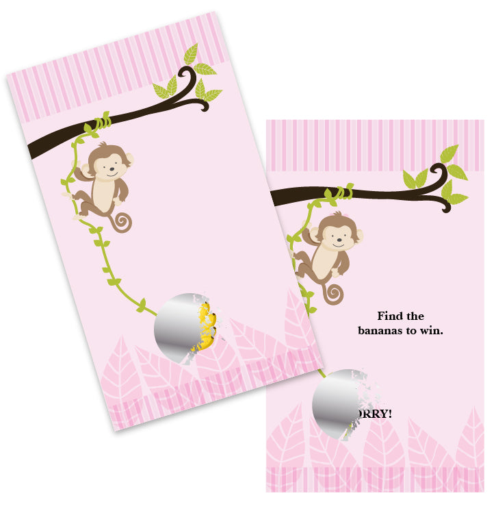 Monkey Girl - Baby Shower Scratch Off Game Tickets