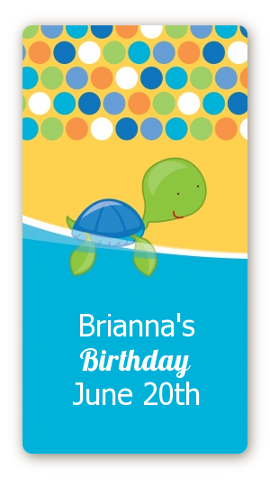 Sea Turtle Boy - Custom Rectangle Birthday Party Sticker/Labels