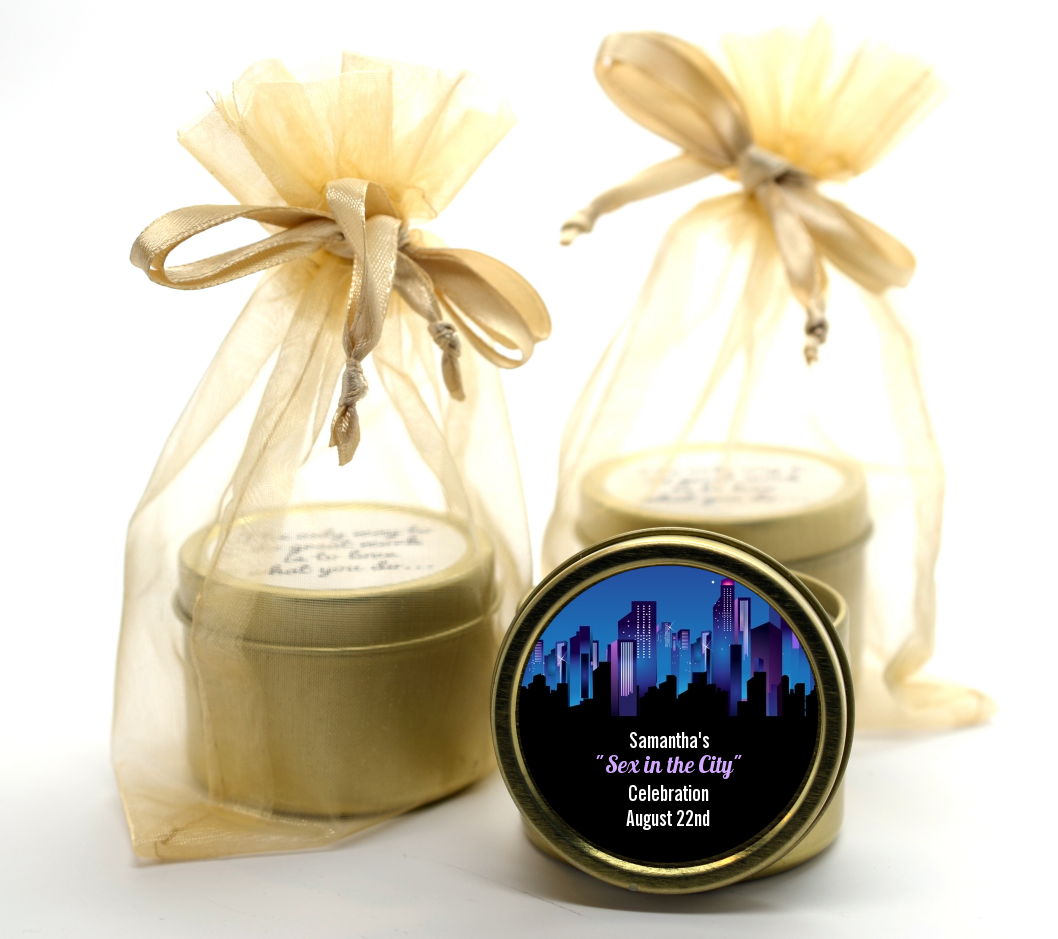 Sex in the City - Bridal Shower Gold Tin Candle Favors