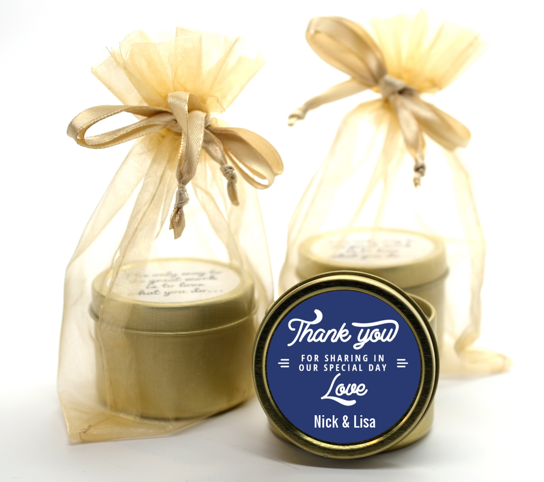 Sharing Our Day - Bridal Shower Gold Tin Candle Favors