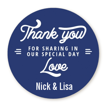 Sharing Our Day - Round Personalized Bridal Shower Sticker Labels