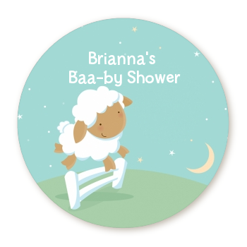 Sheep - Round Personalized Baby Shower Sticker Labels