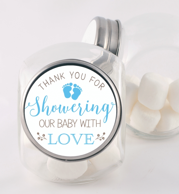 Showering Our Baby Boy - Personalized Baby Shower Candy Jar