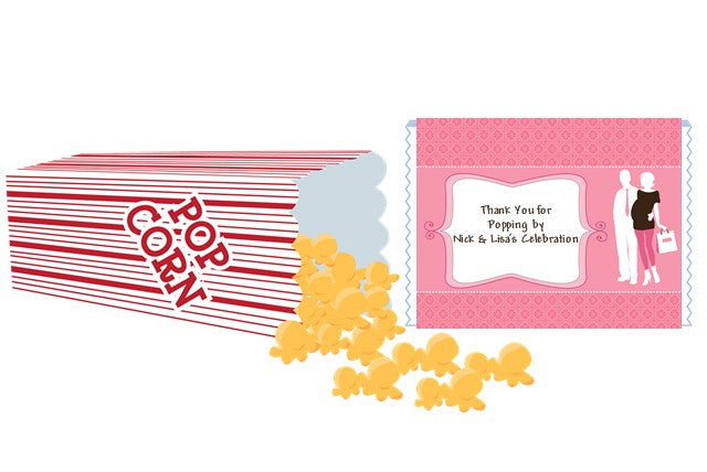 Silhouette Couple | It's a Girl - Personalized Popcorn Wrapper Baby Shower Favors