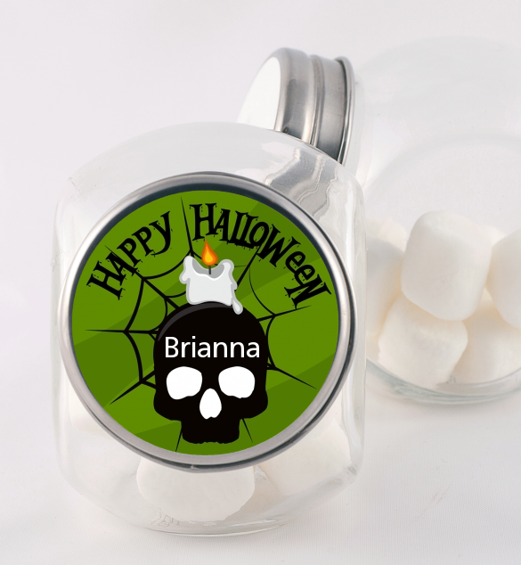Skull and candle - Personalized Halloween Candy Jar
