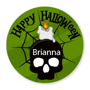 Skull and candle - Round Personalized Halloween Sticker Labels