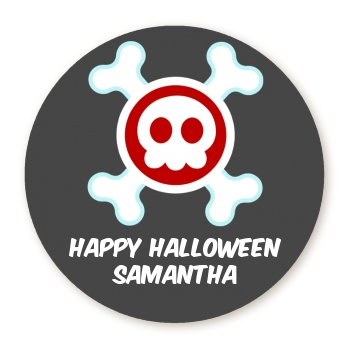 Skull - Round Personalized Halloween Sticker Labels