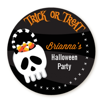 Skull Treat Bag - Round Personalized Halloween Sticker Labels