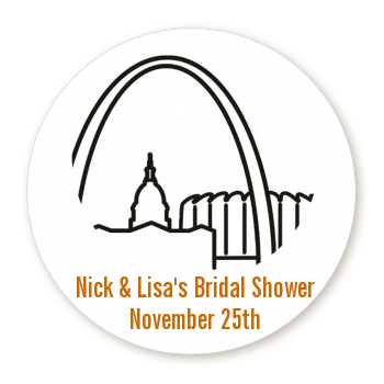 St. Louis Skyline - Round Personalized Bridal Shower Sticker Labels