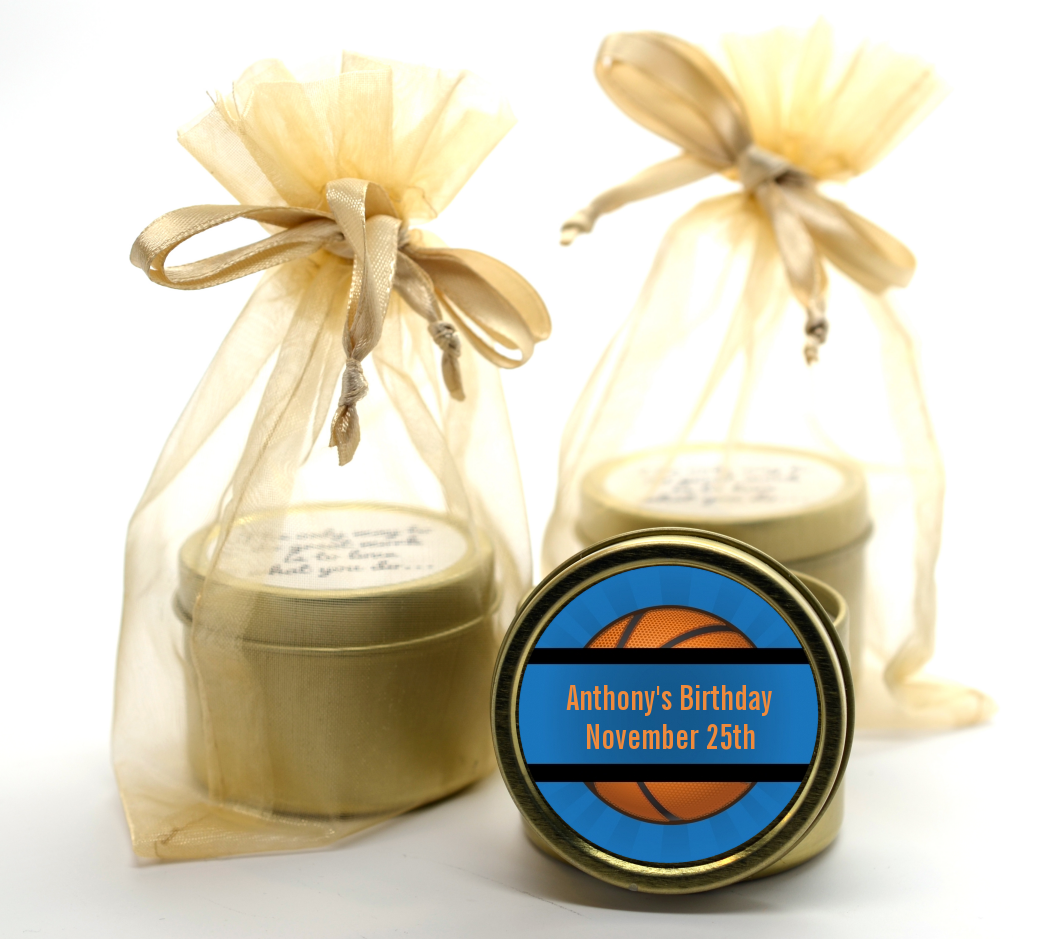 Slam Dunk - Birthday Party Gold Tin Candle Favors