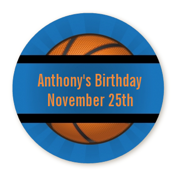 Slam Dunk - Round Personalized Birthday Party Sticker Labels