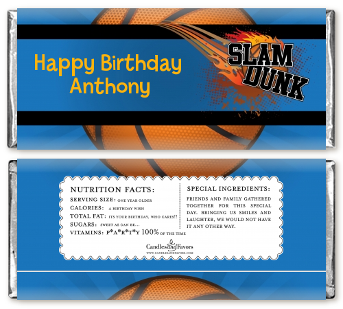 Slam Dunk - Personalized Birthday Party Candy Bar Wrappers