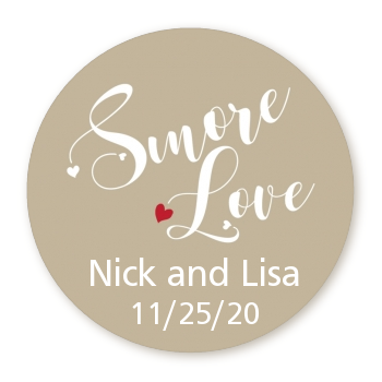 Smore Love - Round Personalized Bridal Shower Sticker Labels