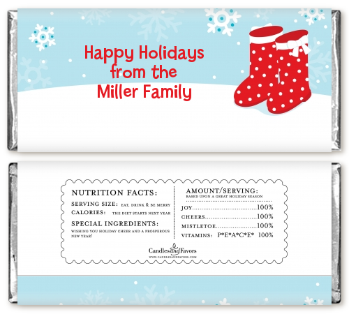 Snow Boots - Personalized Christmas Candy Bar Wrappers