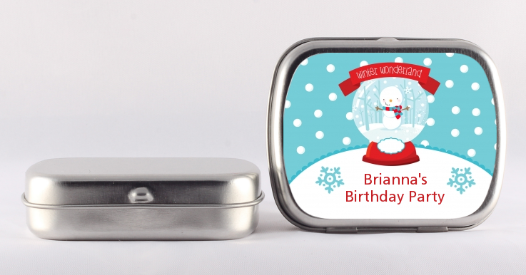Snow Globe Winter Wonderland - Personalized Birthday Party Mint Tins