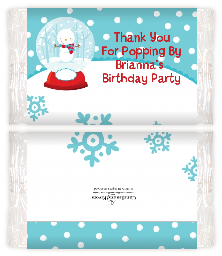 Snow Globe Winter Wonderland - Personalized Popcorn Wrapper Birthday Party Favors