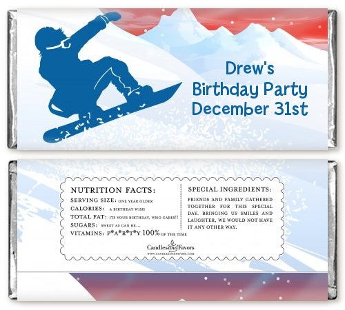 Snowboard - Personalized Birthday Party Candy Bar Wrappers
