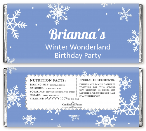 Snowflakes - Personalized Birthday Party Candy Bar Wrappers