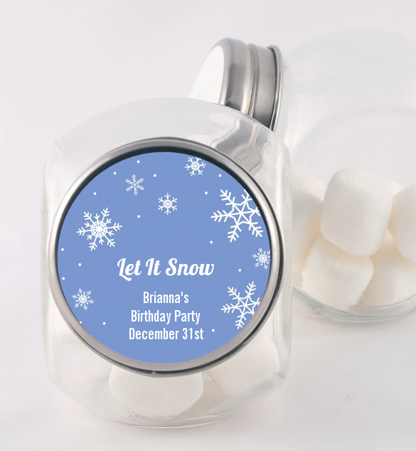 Snowflakes - Personalized Birthday Party Candy Jar