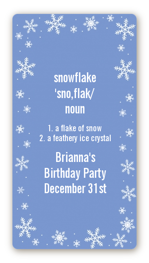 Snowflakes - Custom Rectangle Birthday Party Sticker/Labels