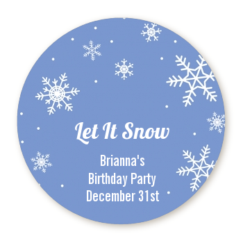 Snowflakes - Round Personalized Birthday Party Sticker Labels