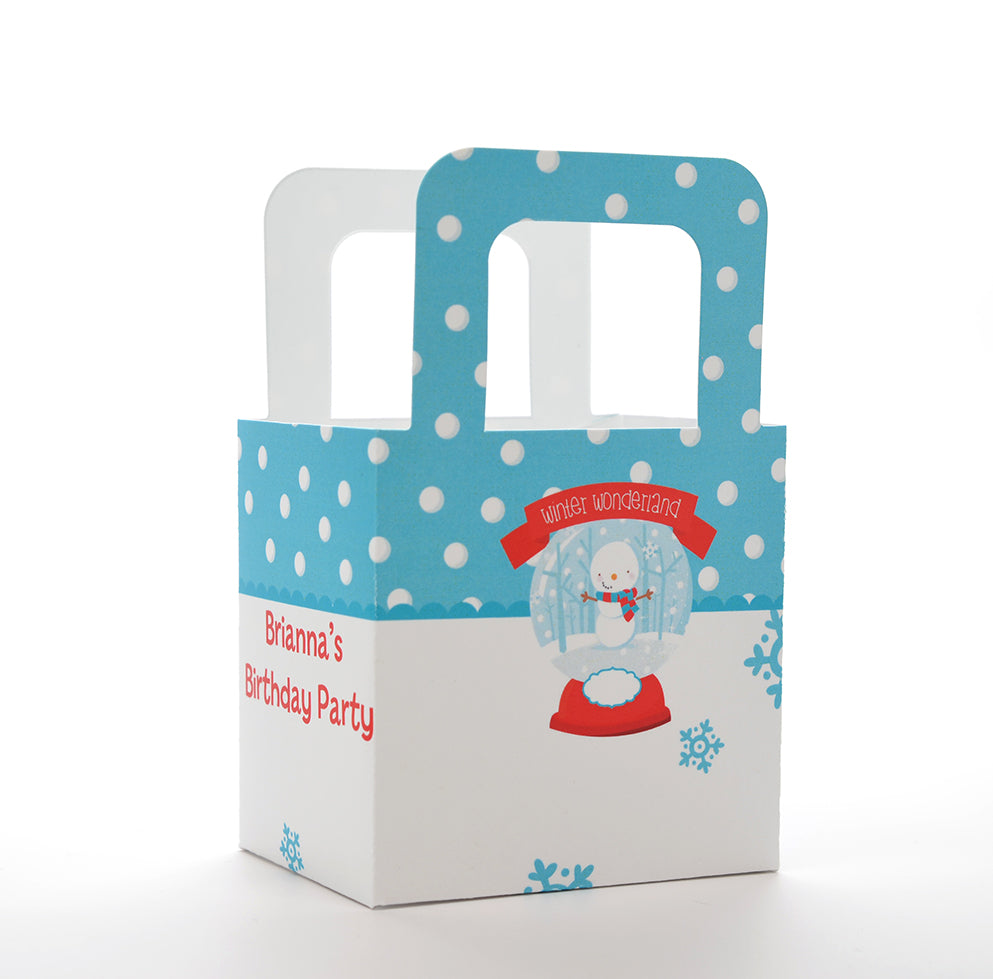 Snow Globe Winter Wonderland - Personalized Birthday Party Favor Boxes